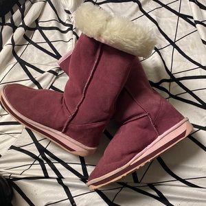 Emu Suede Pink Logo Sheepskin Lined Boots